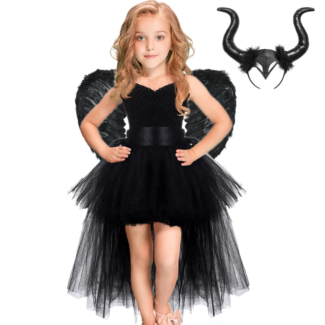 Vestito da Tutu unicorno diavolo nero per ragazze treno con scollo a v  abito da festa in maschera angelo scuro morto carnevale Costume di  Halloween per bambini 1-14 anni - AliExpress