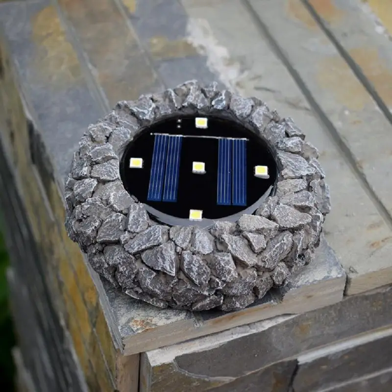 LED Solar Powered Light Solar Garden Rock Lamp Outdoor Solar Resin