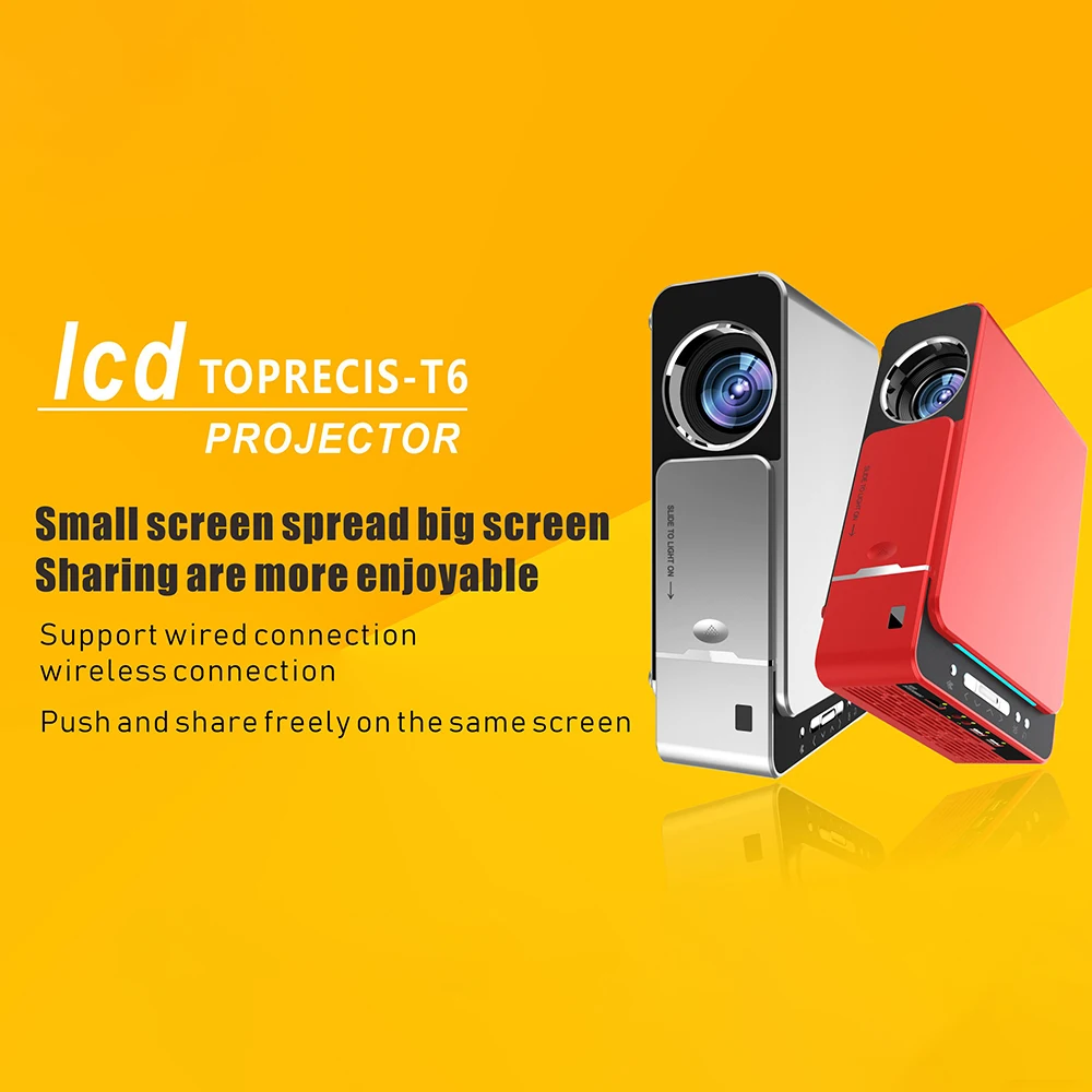 ЖК T6 умный проектор Wi-Fi поддержка 1080p HD светодиодный портативный мини проектор видео для игра для домашнего кинотеатра Кино проектор