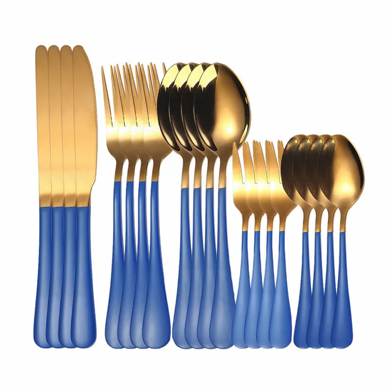 US $27.94 Kitchen Tableware Sets Golden Cutlery Stainless Steel Dinnerware Set 20pcs Forks Spoons Knifes Flatware Set Dropshipping