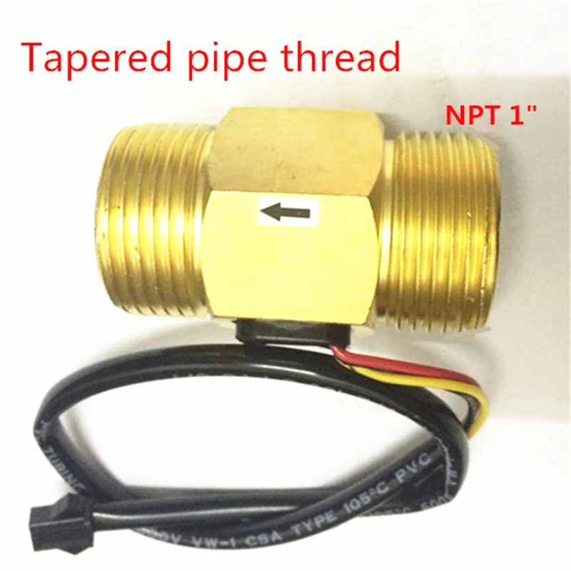 NPT 1" Tapered pipe or BSP1" thread Brass Hall effect Turbine flow sensor meter