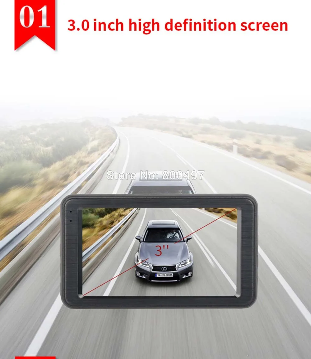 Автомобильный видеорегистратор FHD 1080P " 170 градусов ips видеорегистратор с двойным объективом g-сенсор парковочное Обнаружение движения камера ночного видения