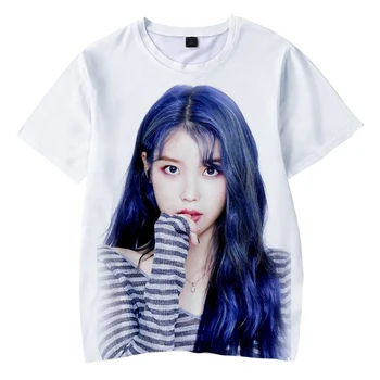 Kpop 가수 IU 3D 프린트 티셔츠 남녀공용, O넥 티셔츠, 반팔, 캐주얼 하라주쿠, 스트리트셔츠, 유니섹스, 이지은 상의, 여름