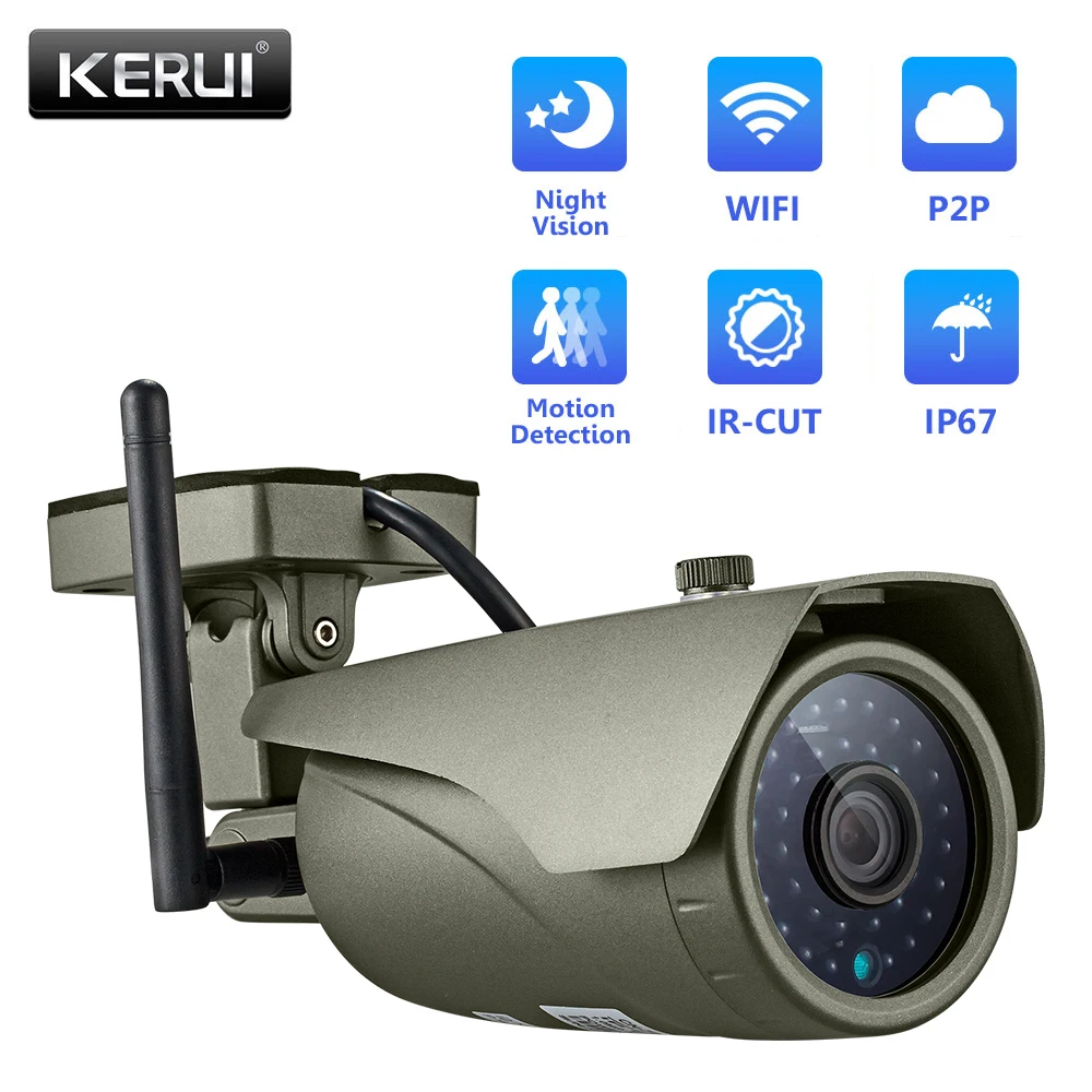 

KERUI IP Camera Wireless Outdoor Waterproof Full HD 3MP Wifi GSM Camera Home Security Alarm System Wireless App Control Camera