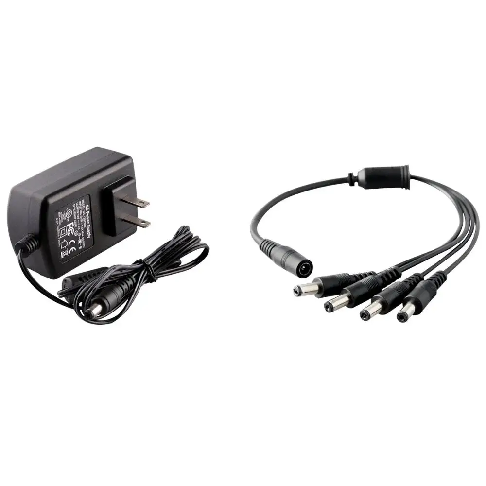 12V 2A 100 V-240 V безопасности блок питания камеры с 4-полосная Мощность разветвитель кабеля FCC, аддитивного цветового пространства(UL сертифицированный адаптер питания переменного тока трансформаторы