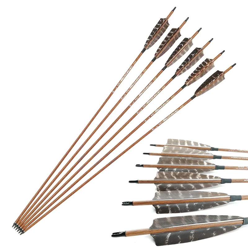 29/30/31'' pure carbon arrow 340/400/500/600 turkey feather compound/recurve bow 
