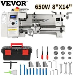 Vevor 8 "x14" mini torno do metal com 3 mandril da maxila 650w 0.8 "velocidade variável 50 2250 rpm do furo do eixo para a fabricação de metais buchas