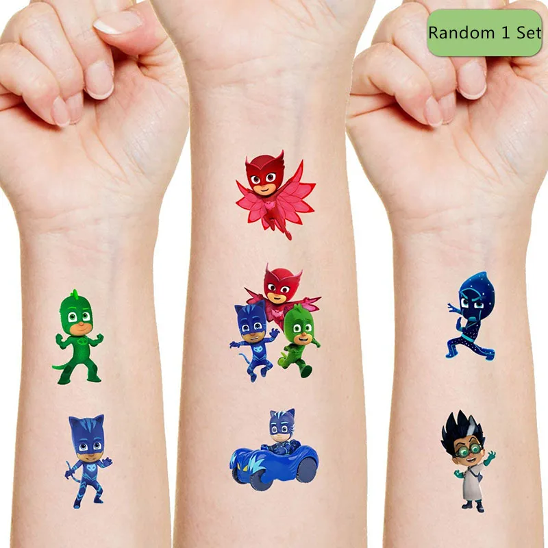 

PJ masks original Tattoo stickers random 1 sets action figure Cartoon Catboy Owlette Gekko girl Christmas birthday gifts