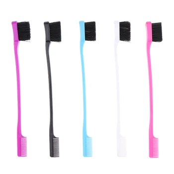 

2-Sides Hairbrush Comb Edge Control 5 Colors Blue White Black Purple Pink 5x
