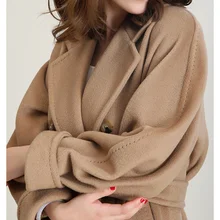  M's high-end 101801 camel double-sided cashmere coat women's 2021 medium and long knee length tweed coat correct version 
