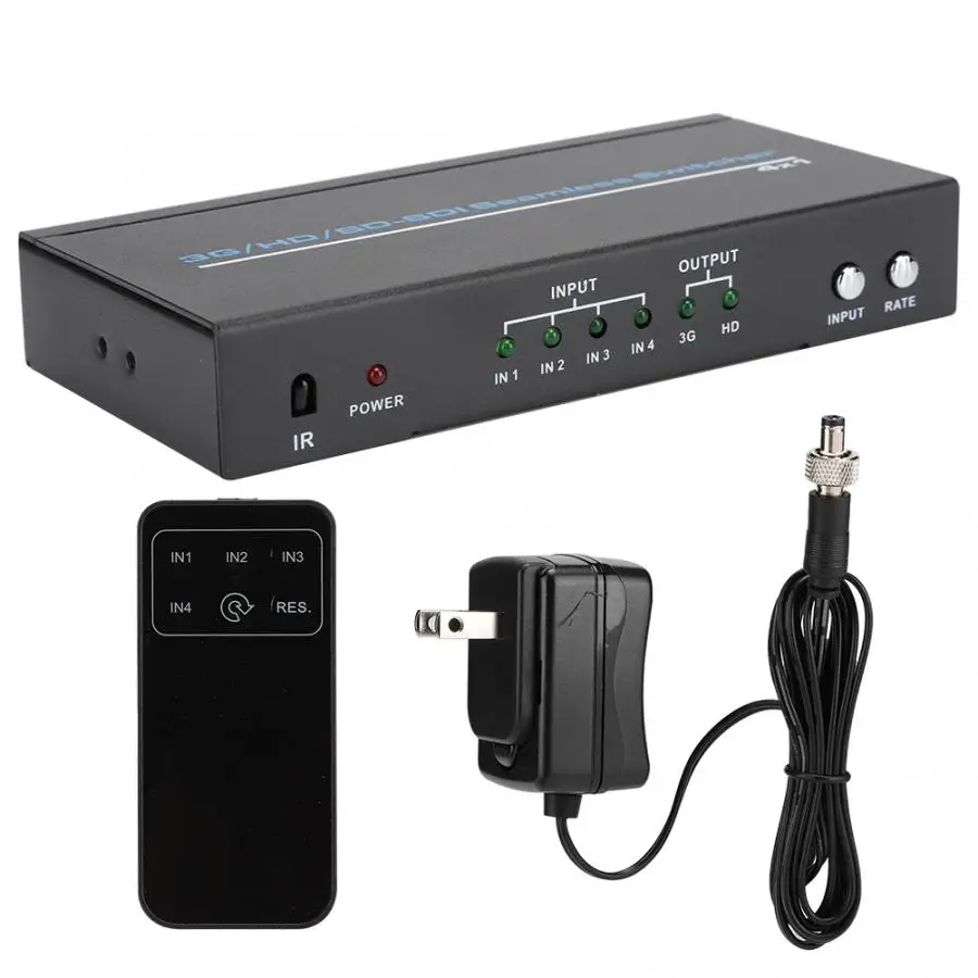 

4 BNC Ports SDI/HD-SDI/3G-SDI HD Seamless Screen Switch Device Switcher Adapter (100-240V US) SDI Extender