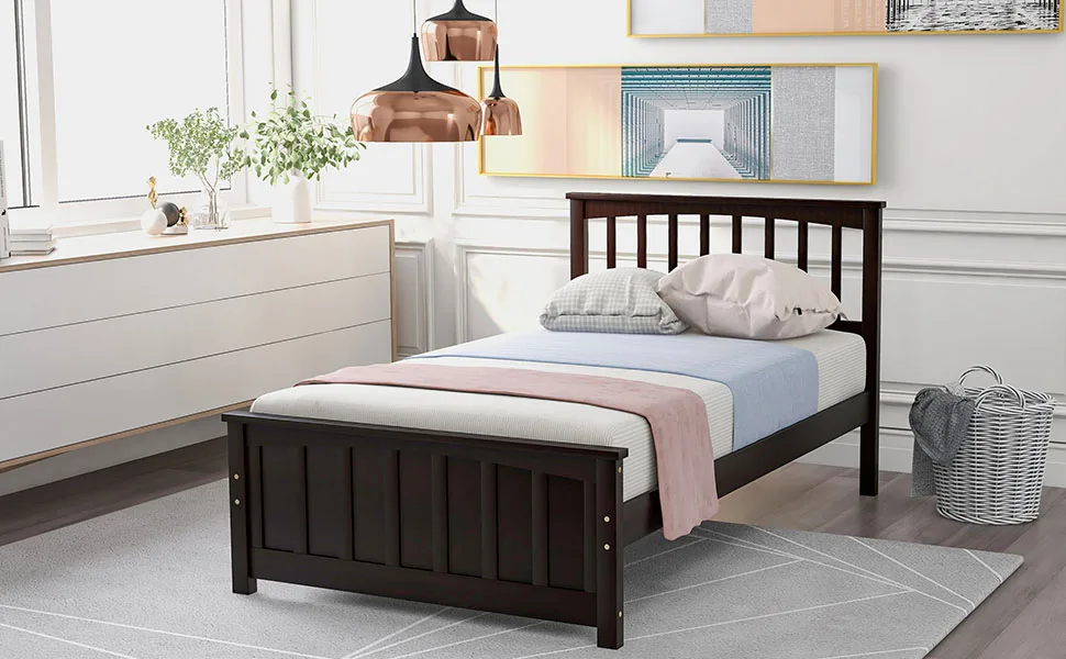 

Twin Platform Storage Bed Wood Bed Frame With Two Drawers And Headboard