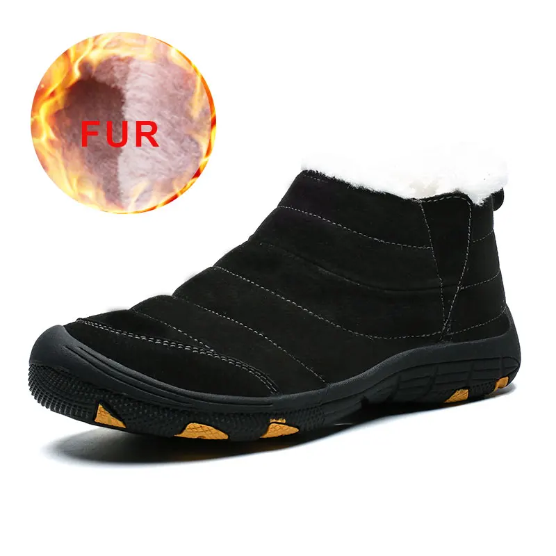 Новые мужские ботинки замшевые кожаные высококачественные зимние теплые дышащие зимние ботинки с мехом водонепроницаемые удобные ботильоны