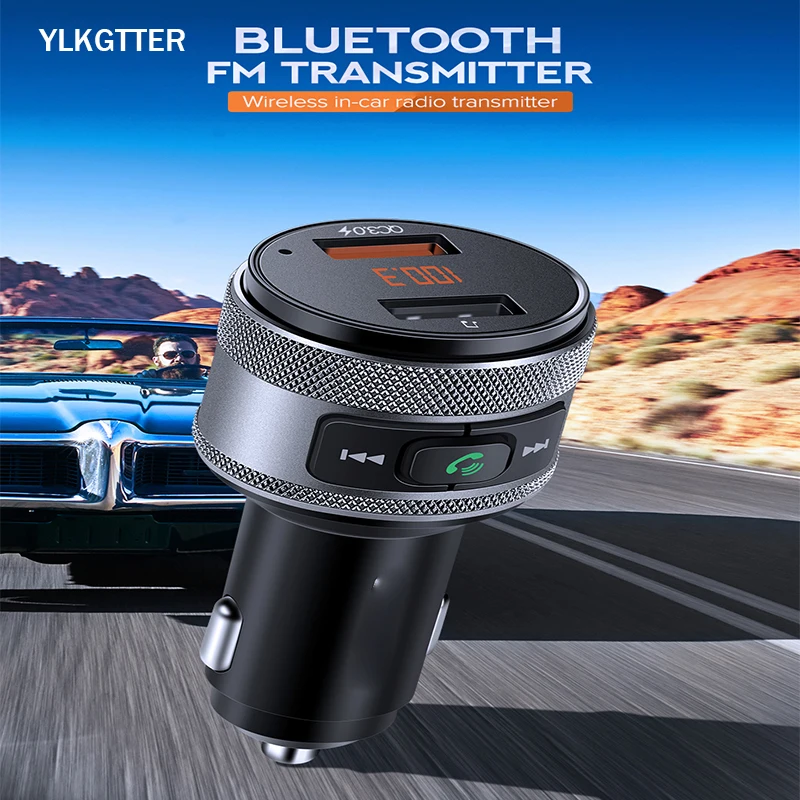 YLKGTTER Bluetooth QC3.0 автомобильное зарядное устройство для IPhone xr Xiaomi huawei Sumsung Android Phone phone FM MP3 TF карта светодиодный мини-экран