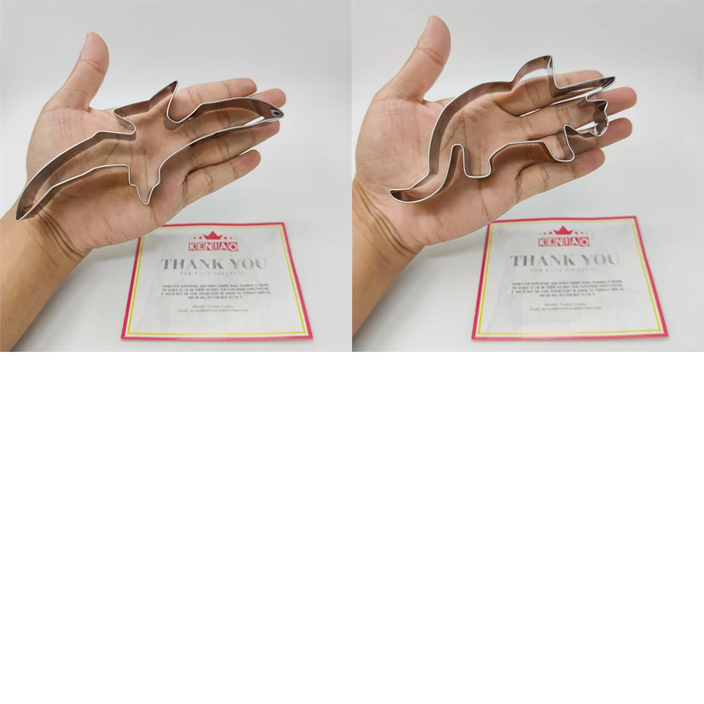 KENIAO Dinosaur Cookie Cutter-T-Rex, Triceratops, Stegosaurus, Brontosaurus, Pterodactyl Biscuit Bread Mold-Stainless Steel