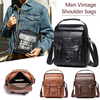 

Men Vintage Shoulder bags Crossbody Bags Retro Zipper Handbags