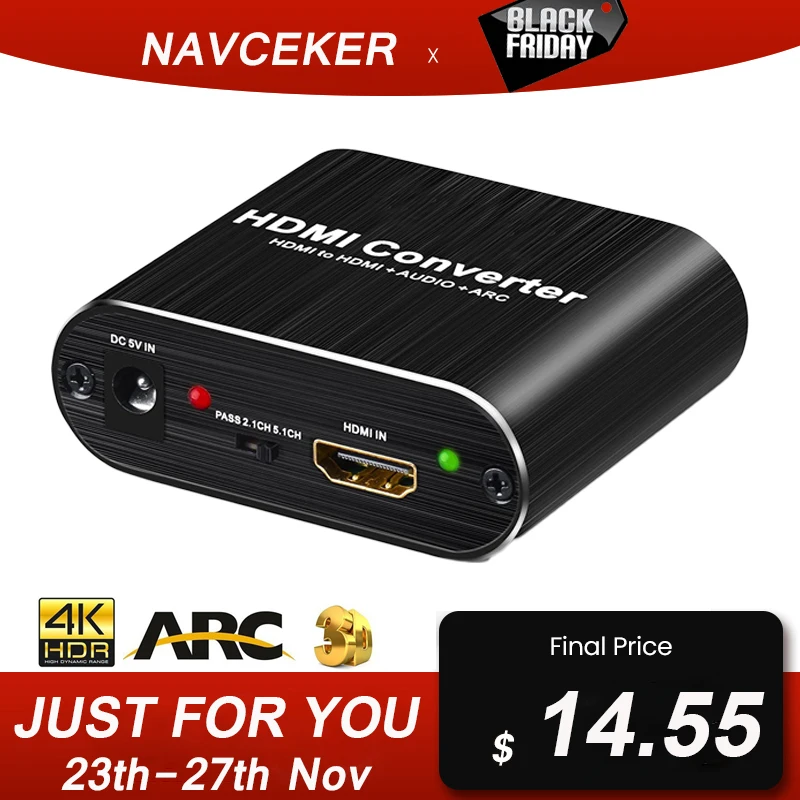 4K 60Hz HDMI Audio Extractor 5.1 ARC HDMI Audio Extractor Splitter HDMI To Audio Extractor