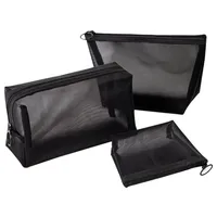 1PC Black Women Men Necessary Cosmetic Bag Transparent Travel Organizer Fashion Small Large Black Toiletry Bags Makeup Pouch 1