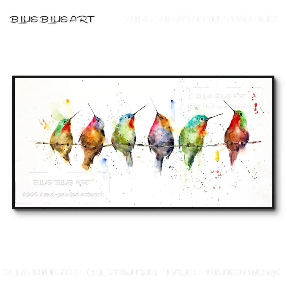 

Excellent Artist Pure Hand-painted Animal 5 Hummingbird Oil Painting on Canvas Water Style Animal Birds Hummingbird Oil Painting
