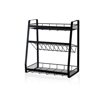 

Black Seasoning Rack, Kitchen Storage Rack, Seasoning Storage Rack, Oil Salt Sauce Vinegar Rack, Seasoning Storage Rack, Multila