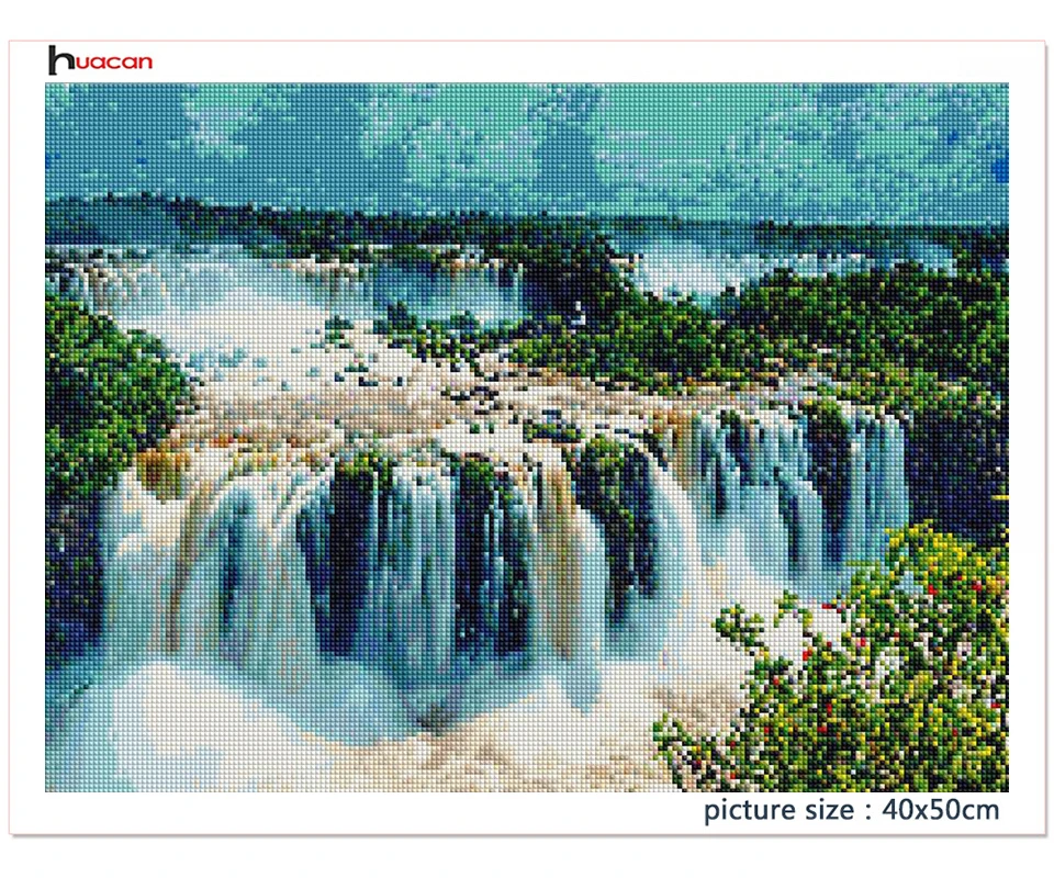 Huacan алмазная вышивка полная выкладка природа картина стразами мозайка водопад вышивка крестиком пейзаж наклейка на стену