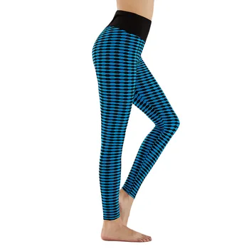 

NORMOV High Waist Leggings Women Stripes Jacquard Elastic Fitness Push Up Leggings Female Slim Workout Jeggings Femme Casual