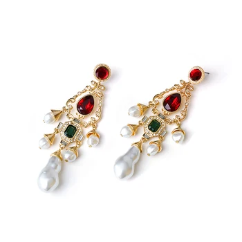 Luxury White Pearls Earrings Chunky Geo Glass Statement Pendant Stud Earring long women jewlery wedding accessories