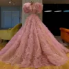 Arabic Beading Pink Evening Dresses Puffy Cloud Tiered Prom Dresses kaftans Islamic V Neck Pageant Gowns Custom Robe De Soiree ► Photo 2/6