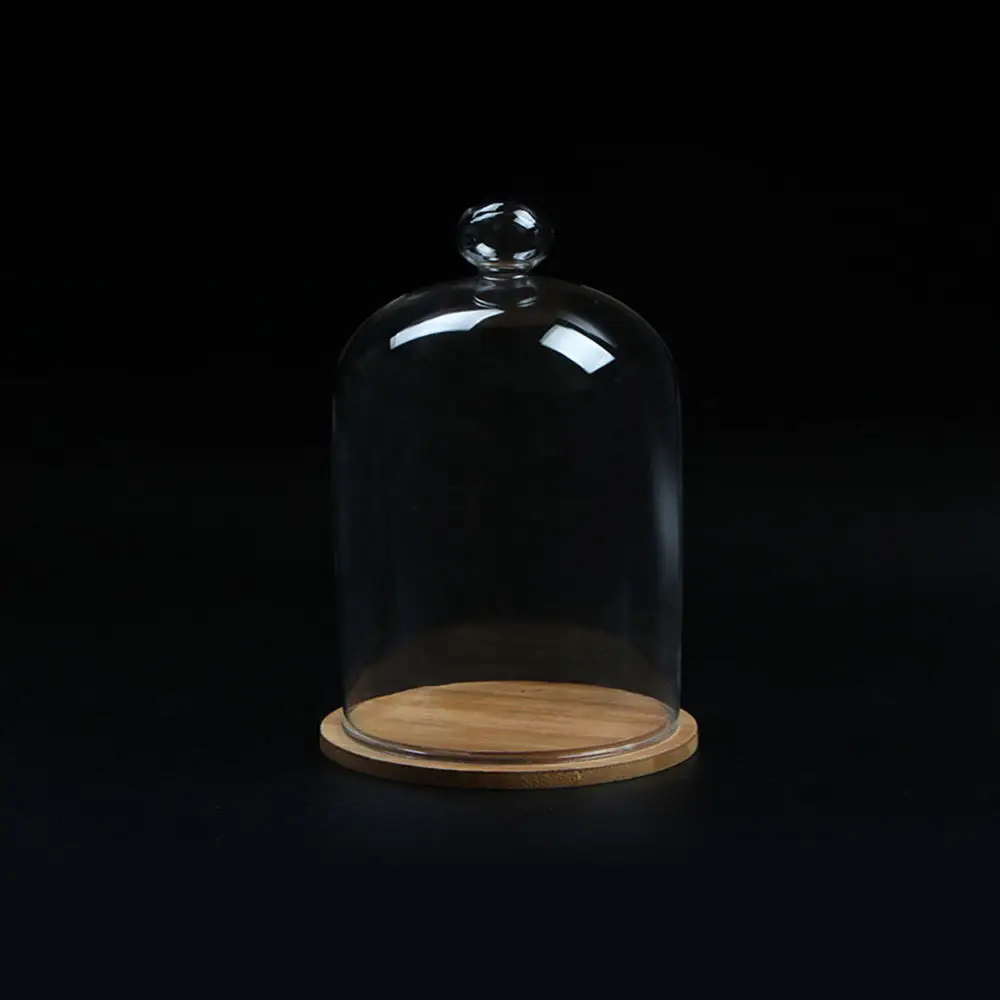 Домашний декор стеклянные вазы цветок дисплей Cloche колокольчик купольная бессмысловая сохранение+ деревянная основа Everlasting цветок стеклянная крышка