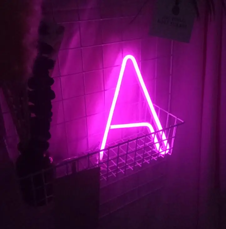 

LED neon alphabet A modelling lamp bedroom creative pendant Nightlight ins decorative lamp