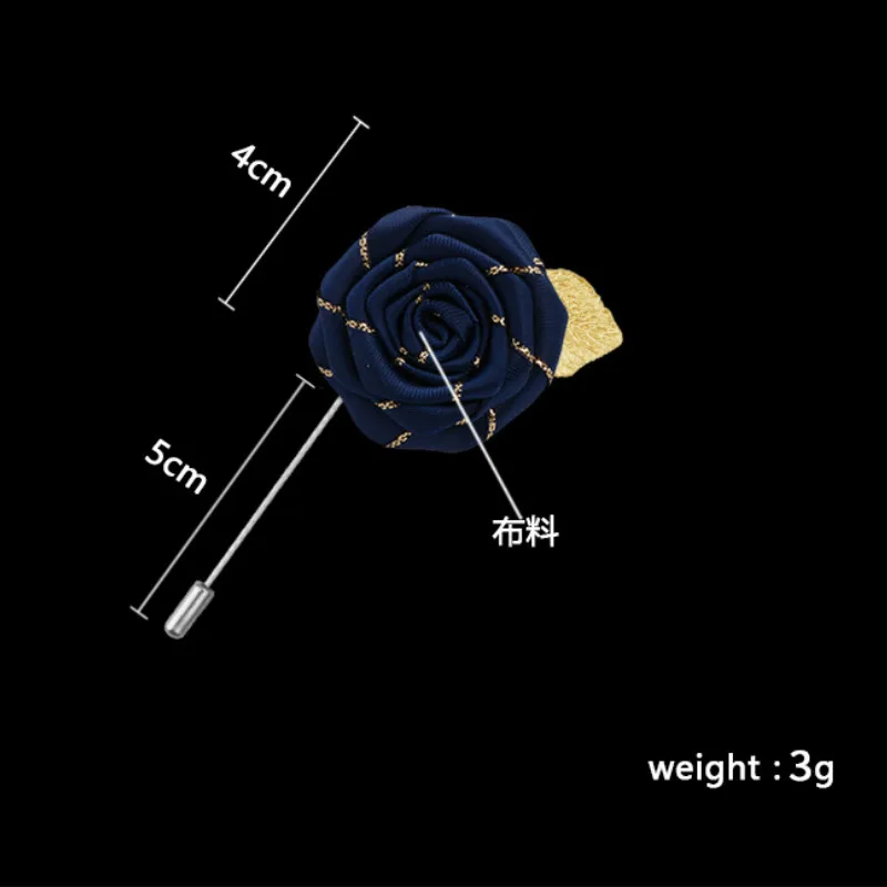Ручной работы мужской костюм Золотые листья Ткань Роза цветок брошь, ювелирные изделия Роскошный воротник нагрудный корсаж длинные иглы булавки Мужские аксессуары