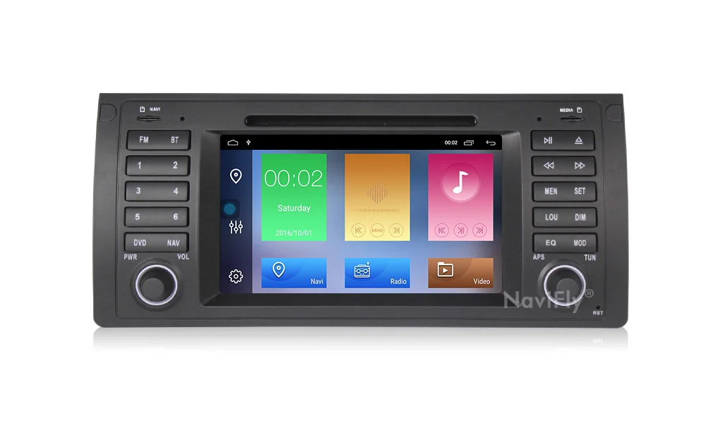 Cheap NaviFly Android 9.1 Car GPS DVD Navigation for BMW 5 series E39 X5 E53 Multimedia player Stereo Wifi Quad Core RAM 2G ROM 32G BT 15