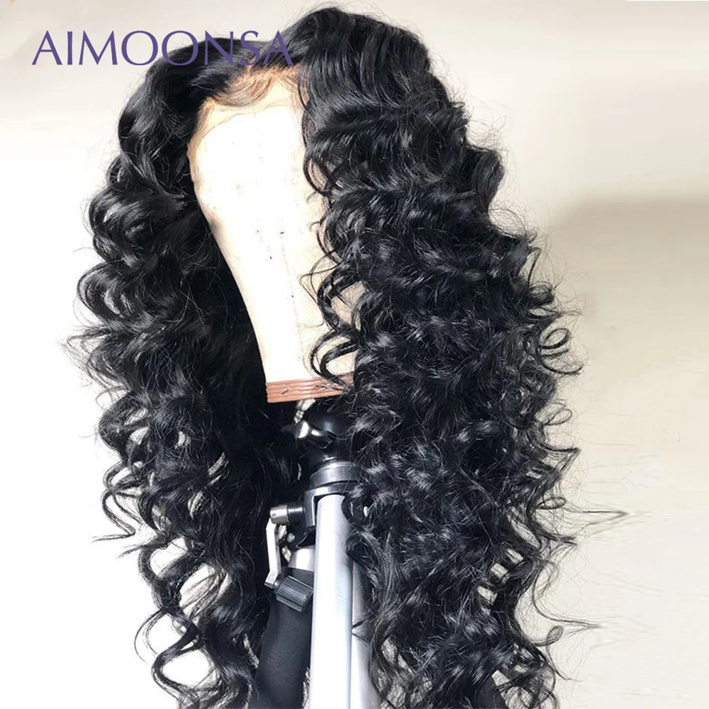

Bouncy Curly Undetectable lace wig Ponytail 360 Lace Wig Pre Plucked With Baby Hair Invisible Knots For Women Remy Aimoonsa