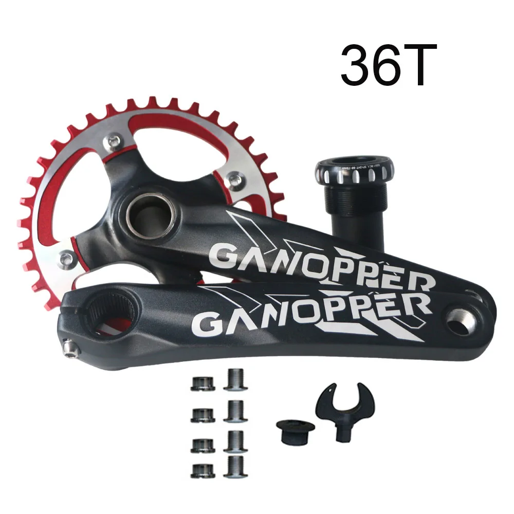 36T Red crankset Ультра-светильник горы MTB велосипеда гоночный трек Дорожный велосипед диаметра окружности болтов(зубчатая пластина 32/36/38 мм/42 передняя Звездочка кривошипно модифицировать велосипед части - Цвет: 36T Red crankset