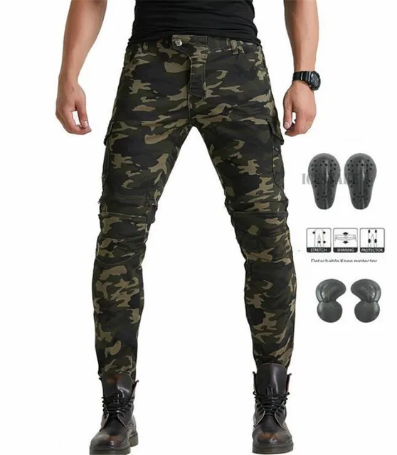 Green Motorcycle Pants Men Motocross Racing Trousers Cargo Jeans Touring Riding Pantalon Moto Pants Motorcycle Equipment Pants JES-10 Camouflage