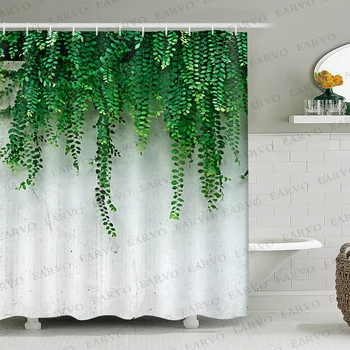 

Tropical Rainforest Plant Green leaf Monstera Cactus Shower Curtain Bathroom Curtain Frabic Waterproof Mildewproof Polyester