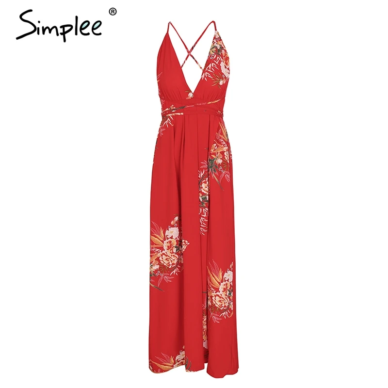 Летнее женское шифоновое платье Simplee на шнуровке с открытой спиной и V образным