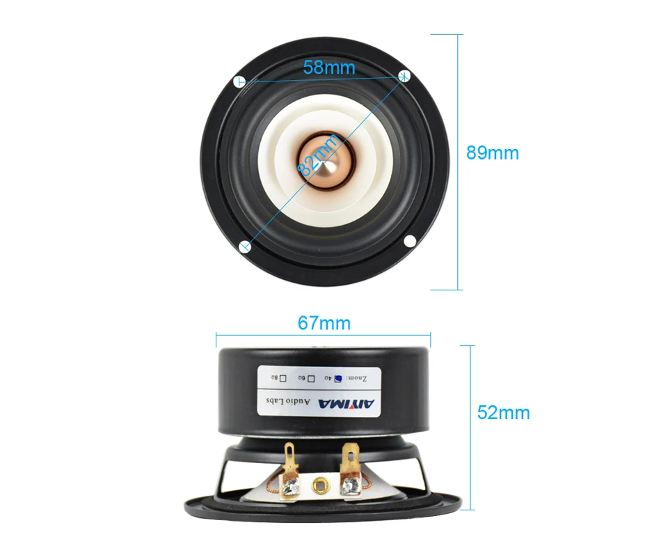 de som hifi portátil, alcance completo, 4ohm, 8ohm, 15w