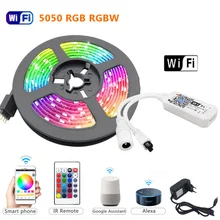 5m 10m 15 rgbw rgbww led luz de tira rgb 5050 60leds luces led tira de luz dc12v fita flexível ir wifi contoller + adaptador ue