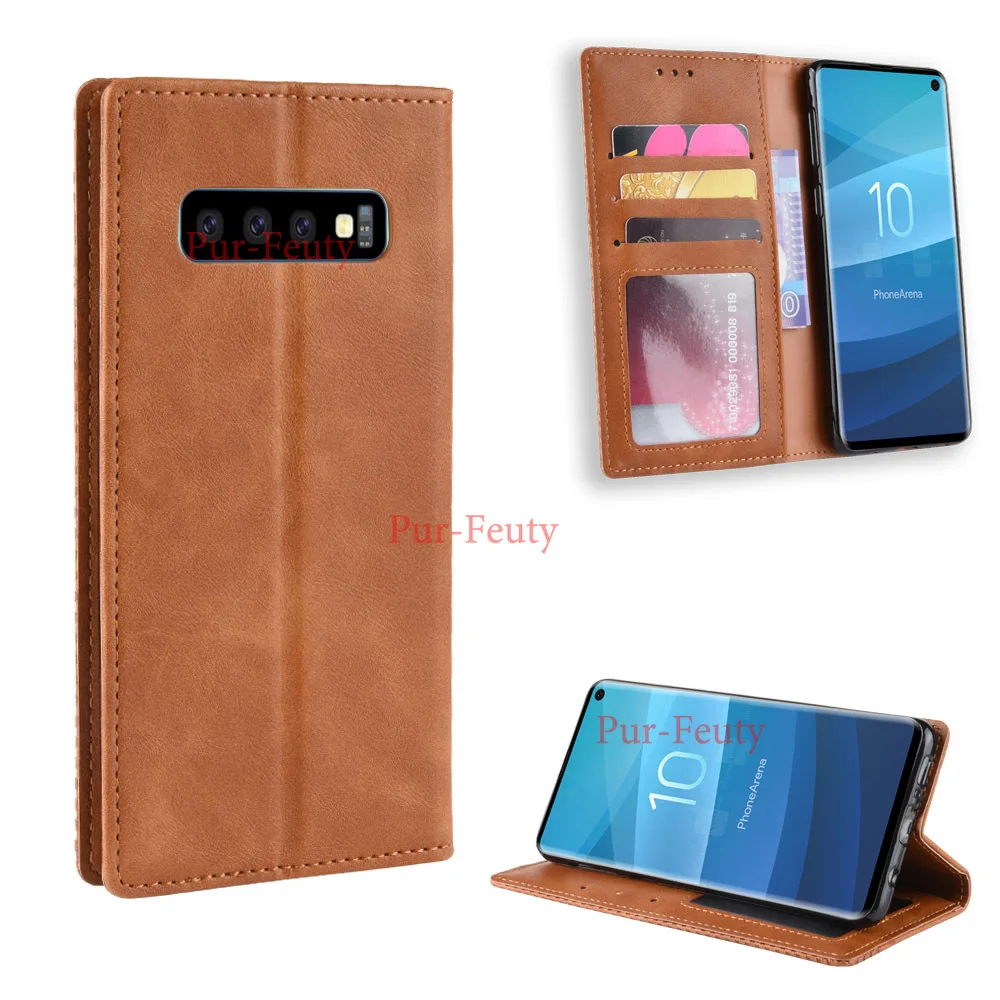 Роскошный флип чехол из натуральной яловой кожи с отделениями для карт Samsung A6S A7 A9