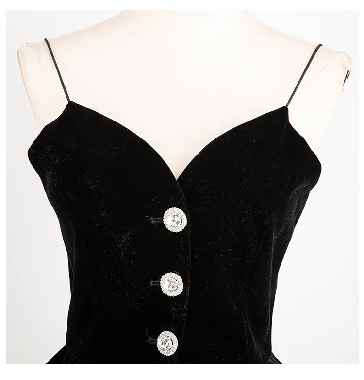 Get spring Frauen Weste Crop Top Diamant Samt Top Rüschen Velours Crop Tops Frauen V-Ausschnitt Vintage sexy kurze Tops schwarz Mode – Detail 5