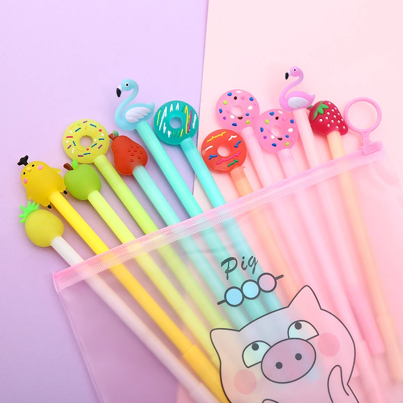 Набор гелевых ручек для смешивания, 12 шт., Kawaii, мультяшная, креативная, милая, крутая, фламинго, авторучка, чернильные ручки, офисные, стационарные, поставка с сумкой для карандашей - Цвет: 5