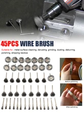 

45pcs Rotary Stainless Steel Wire Wheel Wire Brush Mini Small Wire Brushes Set Accessories For Dremel Mini Drill Rotary Tools