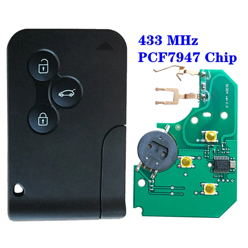 433mhz smart key Fob карты подходит для Renault Megane Scenic II Grand Scenic 2003-2008 FSK 433 МГц PCF7947 чип ID46 пульт дистанционного управления PCB
