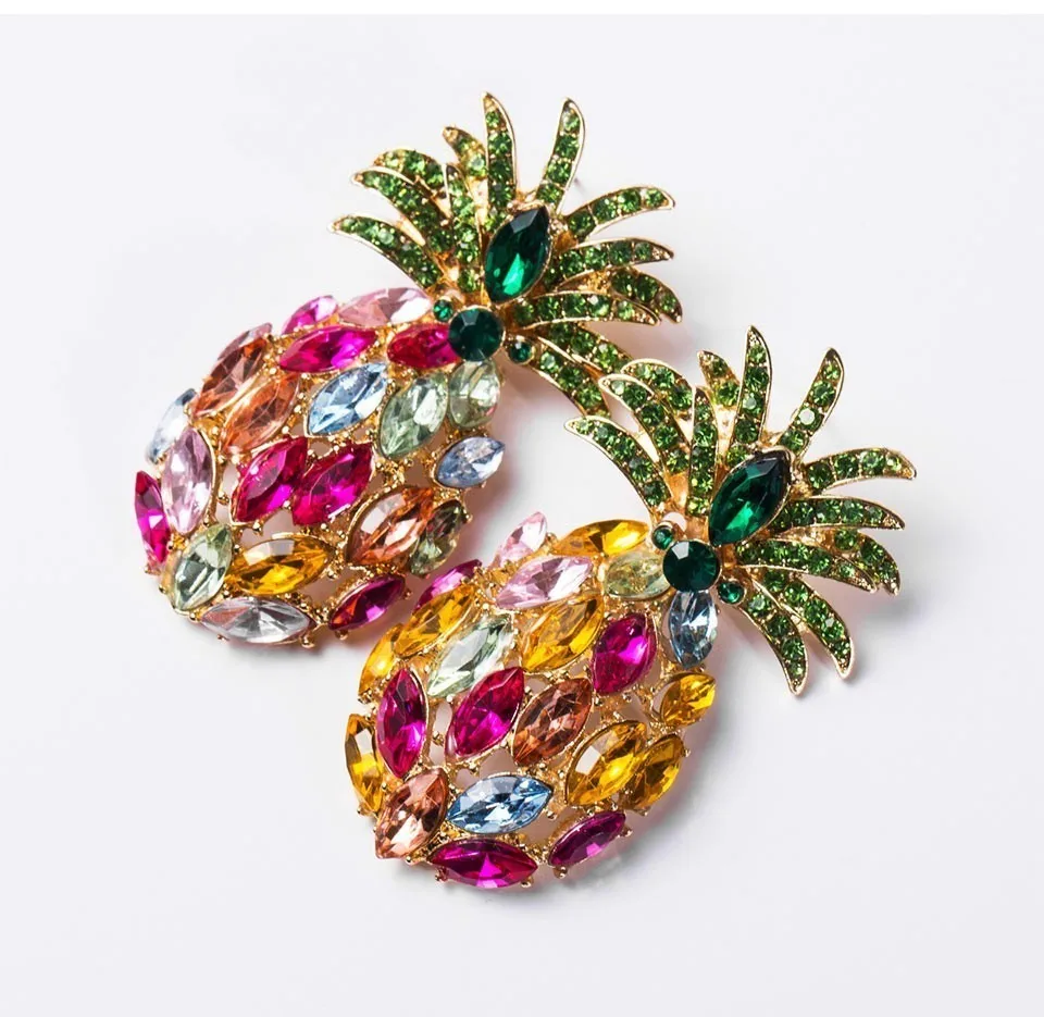 JOUVAL, роскошные серьги в форме ананаса с кристаллами, Женские Висячие серьги с тропическими фруктами, летние женские серьги в стиле бохо, пляжные ювелирные изделия