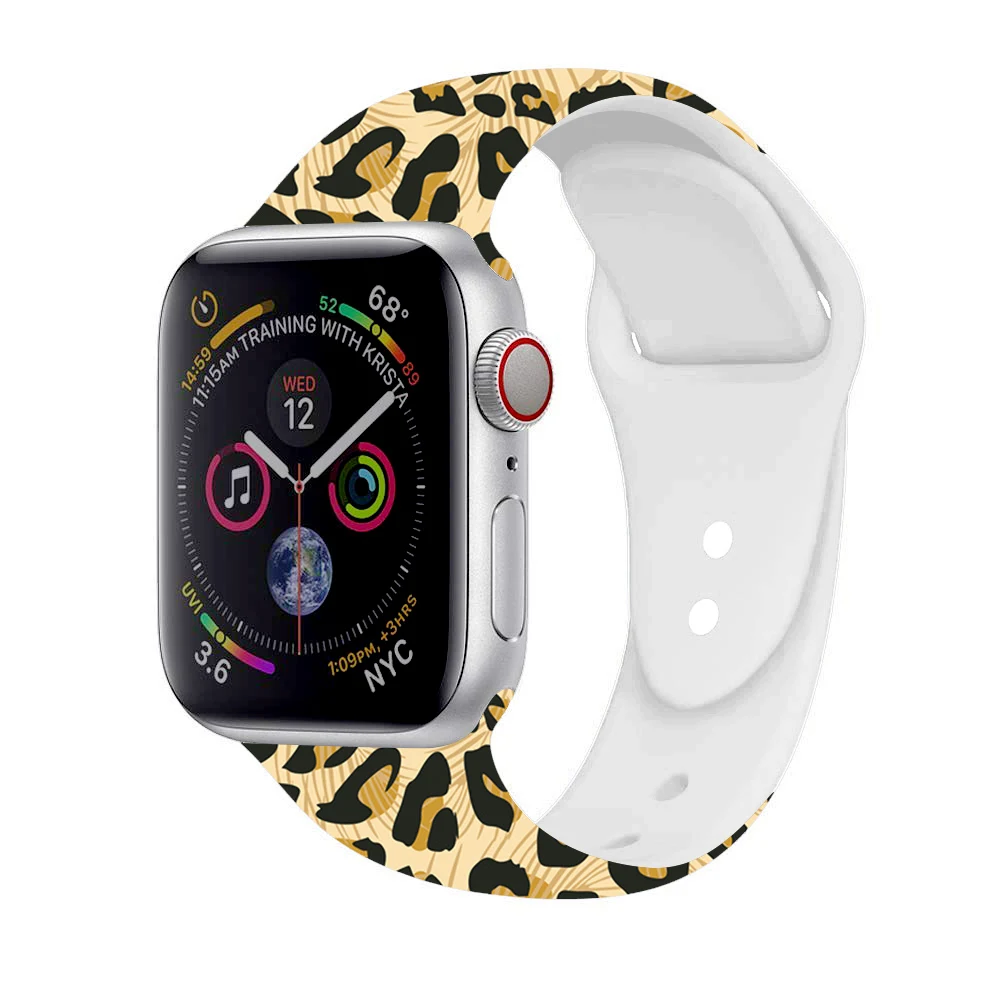 Ремешок с красочным узором для Apple Watch 42 мм 38 мм мягкий силиконовый спортивный сменный ремешок для Apple Watch Band 5 4 40 мм 44 мм