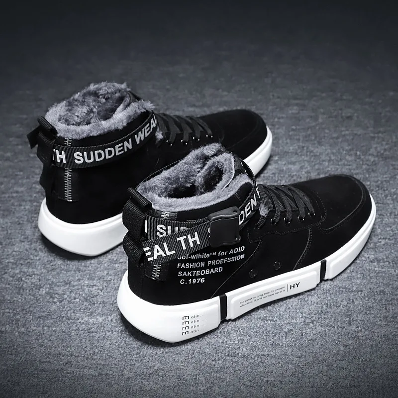

Winter MEN'S SHOES 2019 New Style High-top Board Shoe Cotton-padded Shoes Korean-style Trend Brushed And Thick Warm Snow Boots C