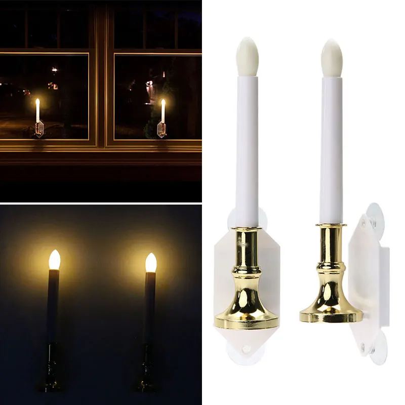 Candles Lamp Solar Wall Light Flickering Christmas Decor Wedding Window Candles Light LED Tealight 2pcs Best Gift Home