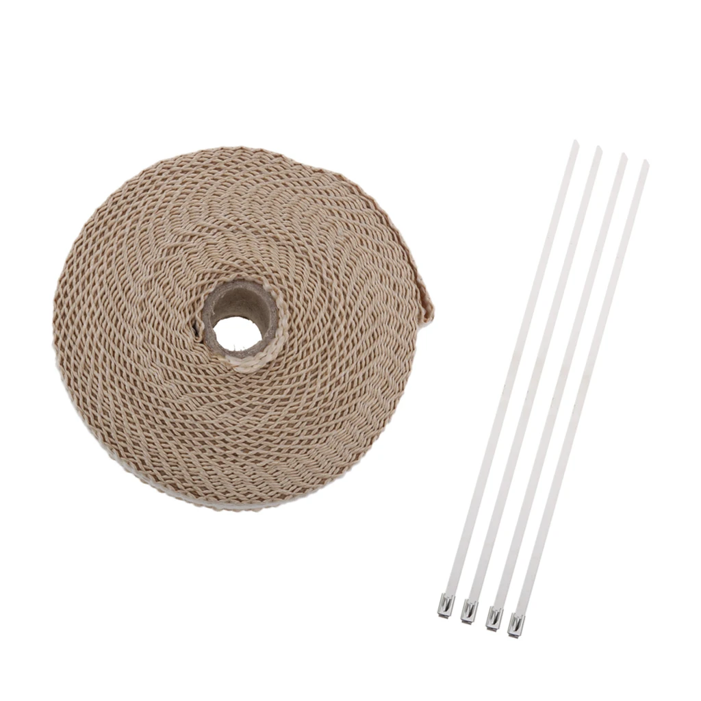 Motorcycle Cafe Racer Seat Brown +2' 32Ft Fiberglass Exhaust Heat Wrap Beige
