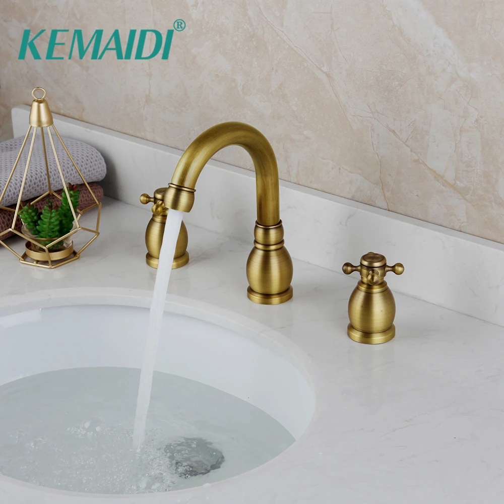 Kemaidi Antique Brass Chrome Bathroom Kitchen Basin Mixer Tap Sink